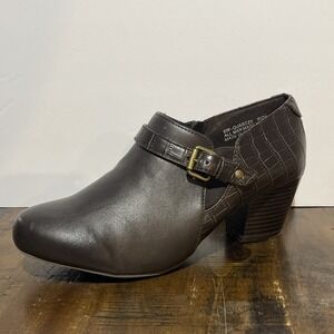 Studio Works Womens Quartzy  Size 9 M Brown  2" Heels Ankle Boots Booties Buckle